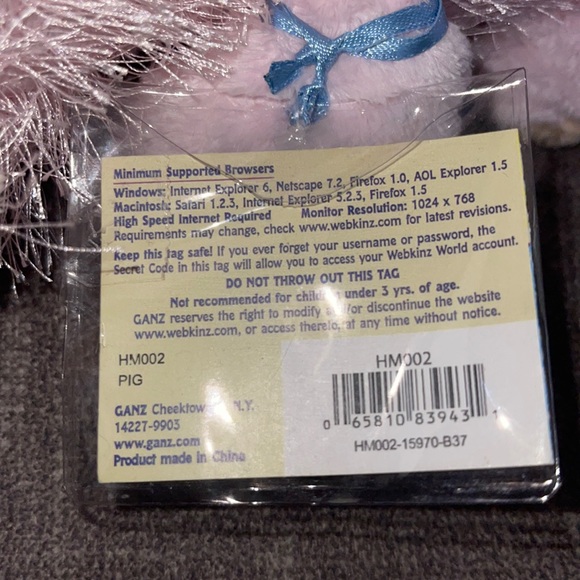 WEBKINZ Ganz RETIRED PIG PINK HM002 Hang & But Tag No Code plush stuffed animal - Picture 14 of 14
